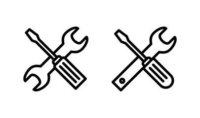 Tools icon logo design. tool sign and symbol. setting icon. Wrench and screwdriver. Service, repair