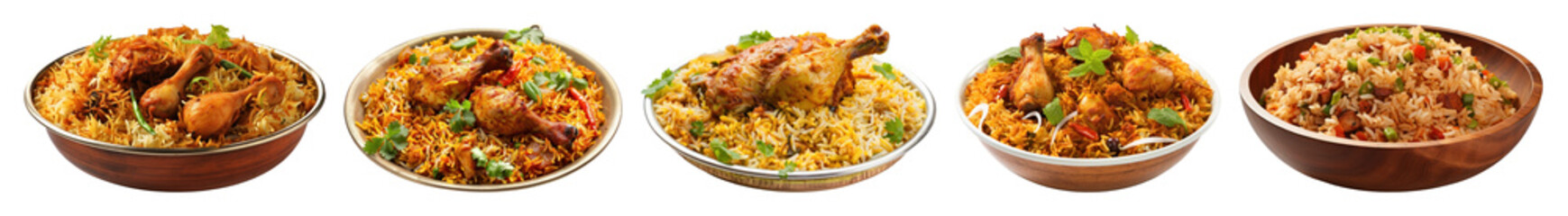 Fototapeta premium PNG A chicken Handi Biryani plate food meal transparent background.