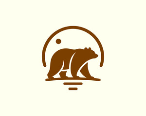 Bear logo design clean brown style for branding