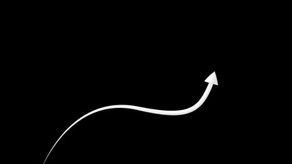 arrow curve growth animation, alpha channel Doodle arrow motion design footage graphic growth hand hand-drawn arrow line mark motion.