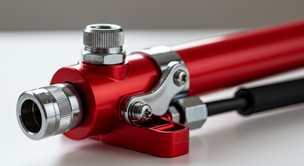 Naklejka premium A red tool with a silver cap on it