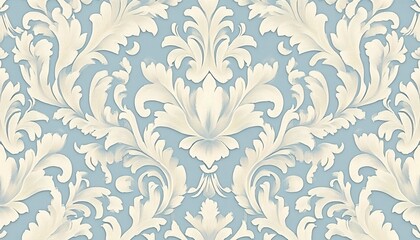 Obraz premium Blue background with white damask floral decorative patterns.