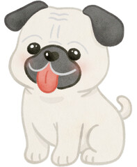Cute Dog paper texture hand drawn illustration with transparent background