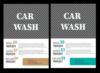 Car wash Flyer size is A4 People cleaning car with sponge at car wash Creative car wash car detailing and rental flyer  car, service, repair, garage, foam, clean, shine, bubbles, automobile, drive, en