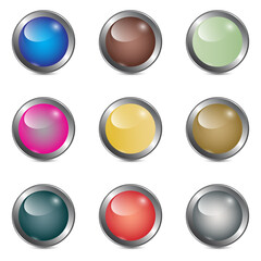 Glossy Multicolor Button Set vector illustration