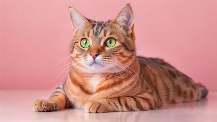 Adorable Tabby Cat Gazing Upwards in Soft Light -  High-Resolution Stock Photo