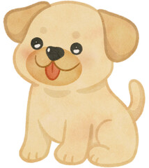 Fototapeta premium Cute Dog paper texture hand drawn illustration with transparent background