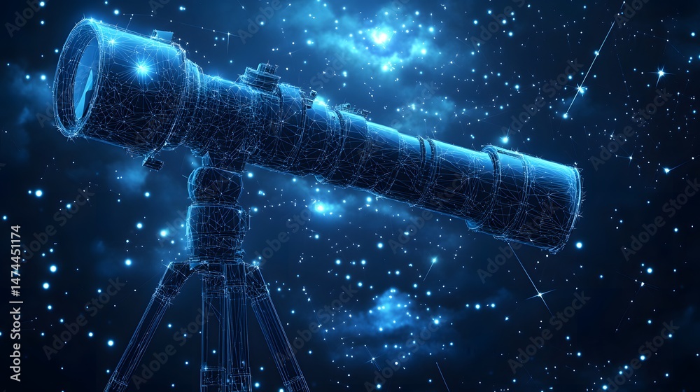 Leinwandbilder abstract wireframe telescope gazing into the cosmos. a futuristic rendering of space exploration set