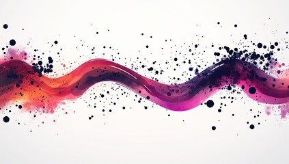 Abstract flowing wavy design with splashes of color