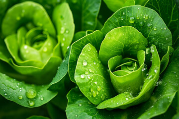 Fototapeta premium A close up of a green leafy plant with water droplets on it