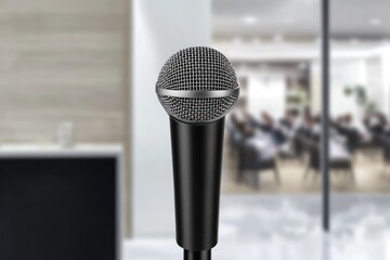 Fototapeta premium Meeting microphone in modern office