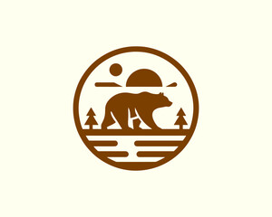 Bear logo minimal clean brown design for brand use
