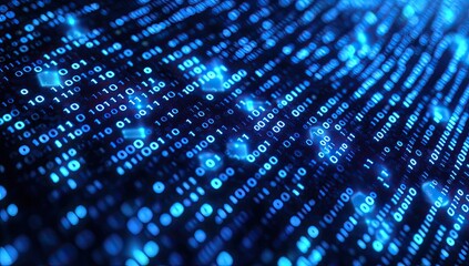 Obraz premium Binary Code Stream with Abstract Symbols