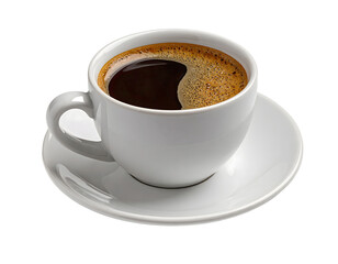 Obraz premium Enjoy Aromatic Coffee in White Cup, Transparent Background