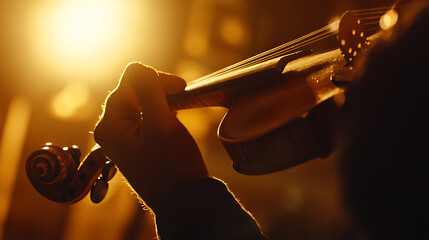 Close-up of a Violinist's Hand on the Fingerboard