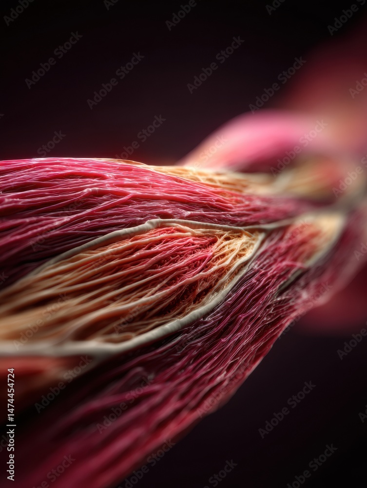 Aufkleber Detailed Macro 3D Render of Muscle Fibers Showcasing Structure, Texture, and Color With a Blurred Side for Depth