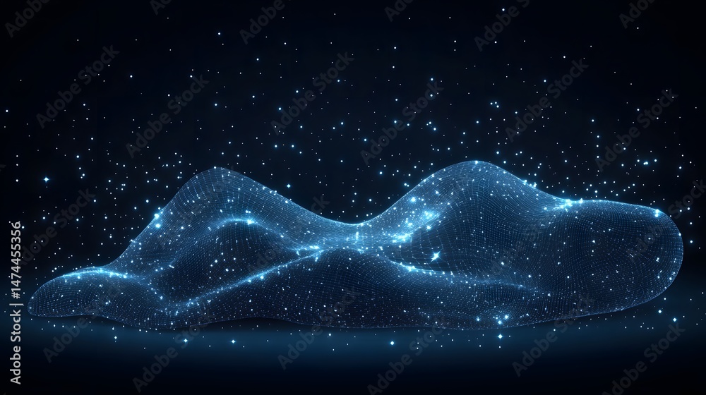 Aufkleber a mesmerizing blue grid floats in the cosmos. sparkling starlight illuminates this digital landscape