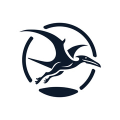 Pterodactyl Silhouette in Circle