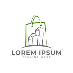 Building Market Logo Vector Icon Illustration