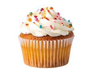 Sweet Cupcake, Creamy Frosting, Colorful Sprinkles, Delicious Treat, Background Transparent