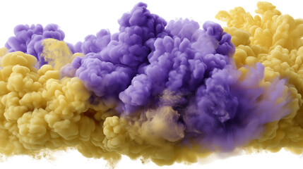 Obraz premium colorful smoke in motion showcasing yellow and purple hues isolated on white background