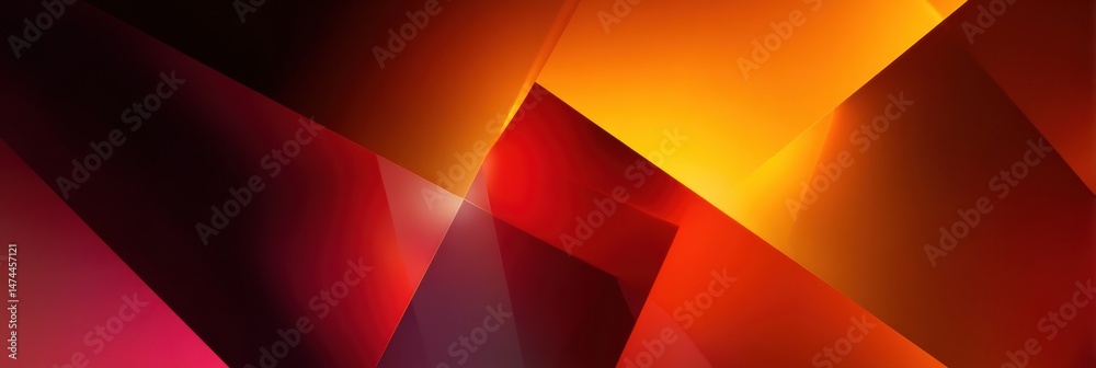 Aufkleber Vibrant Abstract Geometric Shapes in Red and Orange Hues With a Luminous Center Create a Striking Visual Composition