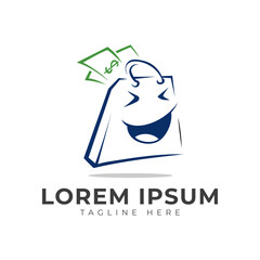 Happy Shoping Logo Vector Icon Illustration