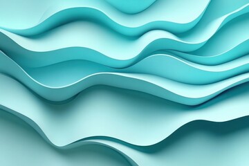 Abstract Teal Waves Background Close Up Smooth Curves and Soft Shadows Modern Design Element for Graphic Projects