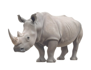 Obraz premium Rhino Stands, Powerful Creature, Transparent Background