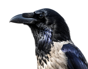 Crow's Profile: Dark Feathers, Transparent Background