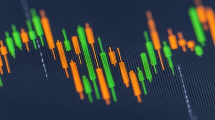 Financial market candlestick chart showing stock prices fluctuating over time