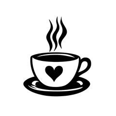 Obraz premium Hot coffee cup with heart design