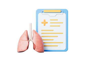 3d rendering medical lungs and medical record in blue background