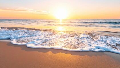 Fototapeta premium Breathtaking sunset over a tranquil ocean, colorful seascape sunset