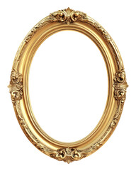 Obraz premium PNG A golden vintage oval frame elegant photo style.