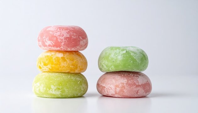 Colorful candis stacked high, a vibrant display of sweet treats