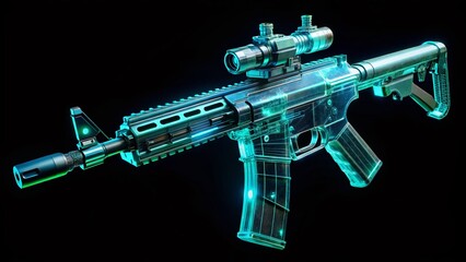 Naklejka premium Anti-Drone Gun System, Night Vision, High-Tech Weapon, 3D Render, Security Technology