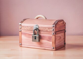 Antique Wooden Chest Silhouette, Padlocked Storage Box, Treasure Chest, Wealth Symbol, Vintage Trunk