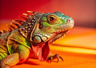 Fototapeta premium Aruba Green Iguana Portrait - Low Light Wildlife Photography