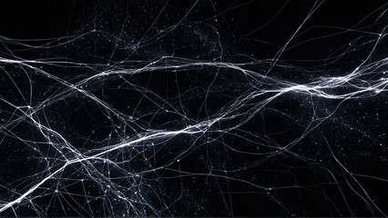 Abstract network connection lines on black background
