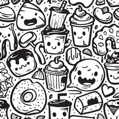  Black and White Abstract Doodle Pattern