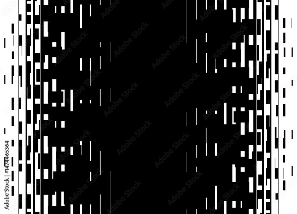 Poster striped black and white digital cyber pattern of abstract pixels with place for text. technological 