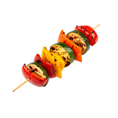 Colorful and Delicious Grilled Vegetable Skewer on a White Background