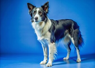 Border Collie Dog Standing, Isolated on White Background - Stock Photo