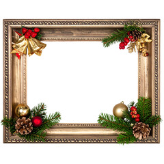 Ornamental Frame with Festive Holiday Accents and Copyspace for Text Overlay