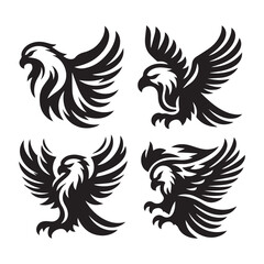 Fototapeta premium Set of Black Eagle Illustrations