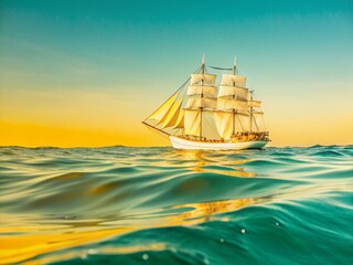 Calm Ocean Sailing Ship: Majestic Tall Ship at Sea in Peaceful Waters