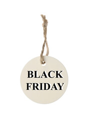 Tag with inscription Black Friday isolated on white