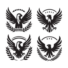 Obraz premium Set of Black Eagle Illustrations