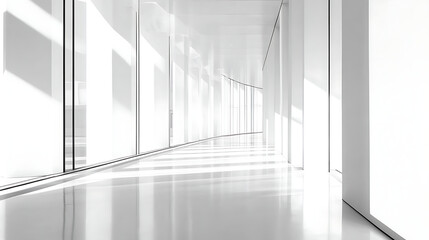 Obraz premium A large, empty room with white walls and a white floor